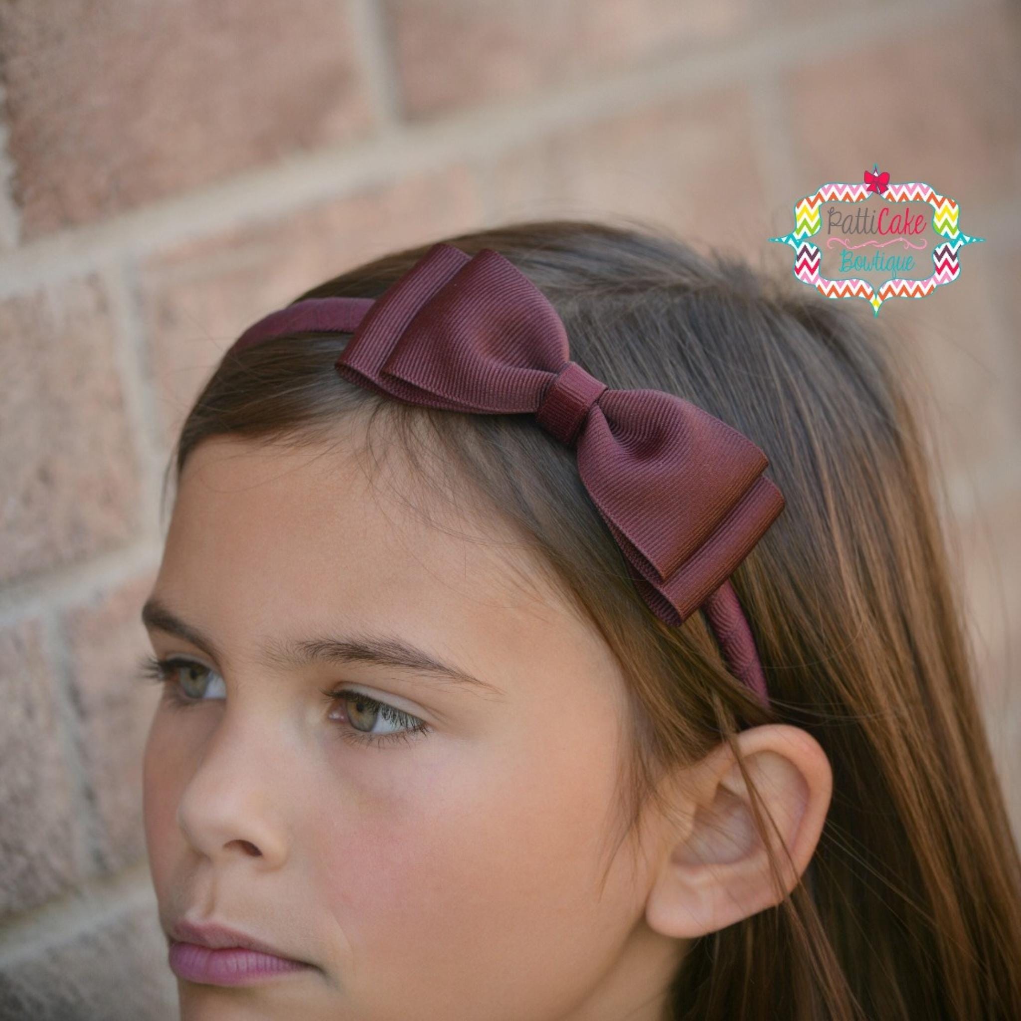 Burgundy Bow Headband Toddler Girls School Uniform Hair Accessory burgundy-bow-headband-toddler-girls-school-uniform-hair-accessory
