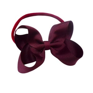 Burgundy Bow Headband for Christmas, Hairbow Headband for Girls, Handmade Toddler and Baby Gift