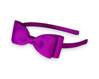 Diadema con lazo morado real para niñas, accesorio para el cabello escolar, accesorio para fotos de otoño