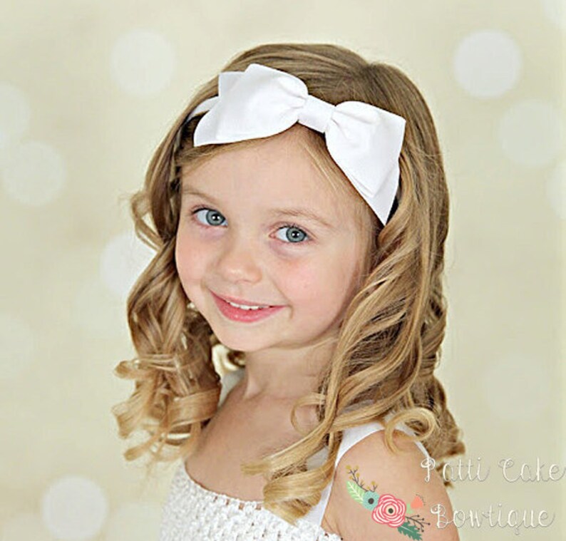 Big Bow Headband For Girls White Bow Headband White Headband Etsy