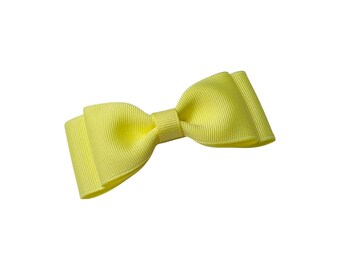 Light Yellow Bow Hair Clip for Little Girls, Toddler Pigtail Barrettes, Yellow Hairclips