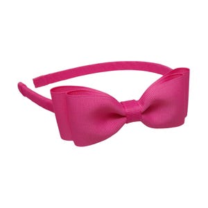 Hot Pink Headband for Girls and Kids, Toddler Plastic Pink Hair Bow Hairband, Handmade Teen Hair Accessory for Everyday Wear