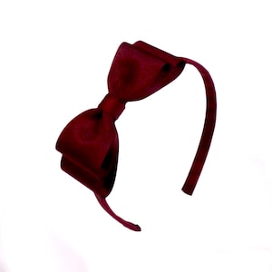School Uniform Burgundy Bow Hard Headband for Girls, Toddler Hairband, Christmas Hair Accessories Gift