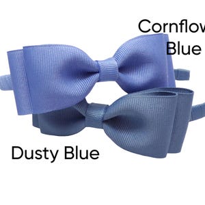 Dusty Blue Ribbon Alice Band for Little Girls, Cute Denim Headband, Little Girl Blue Bow Headband, School Uniform Hairband