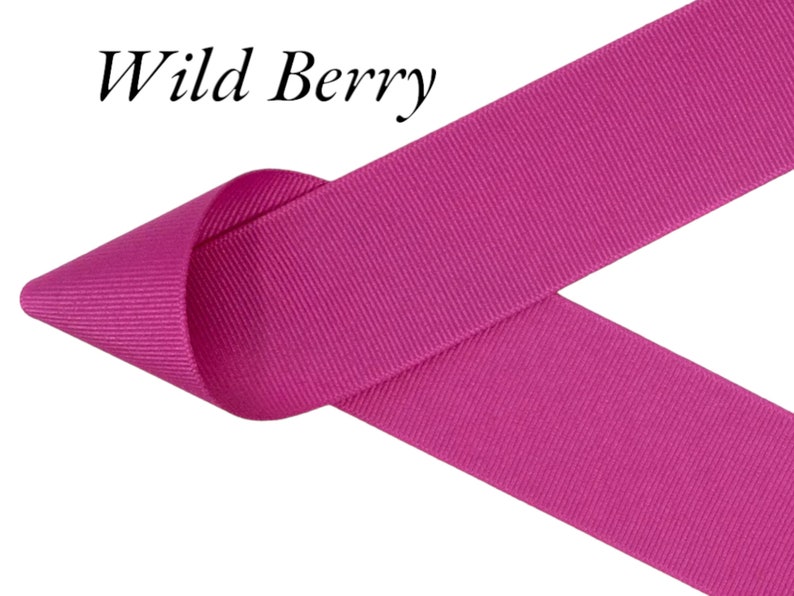 Puede incluir: Primer plano de una cinta magenta vibrante con el texto "Wild Berry" en cursiva negra. La cinta est&aacute; doblada sobre s&iacute; misma, mostrando su textura y color sobre un fondo blanco. La cinta parece estar hecha de un material resistente.