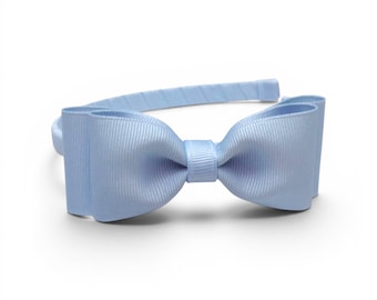 Light Blue Bow Headband, 4.5 Inch Handmade Toddler Hair Band