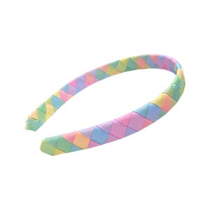 Tie Dye Headband for Girls: Woven Rainbow Ribbon Hair Accessory