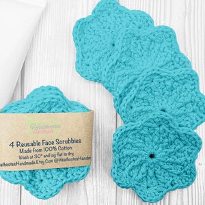 Set of 4 Bright Reusable Face Scrubbies, Makeup Removal Face Wipes, Eco Friendly Alternatives