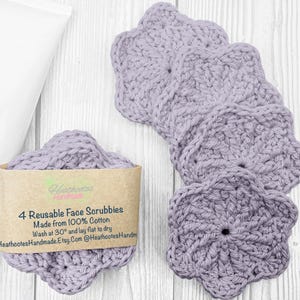 Set of 4 Pastel Reusable Face Scrubbies, Makeup Removal Face Wipes, Eco Friendly Alternatives