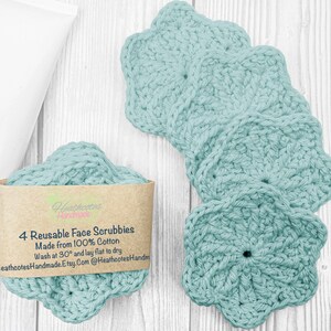 Set of 4 Pastel Reusable Face Scrubbies, Makeup Removal Face Wipes, Eco Friendly Alternatives