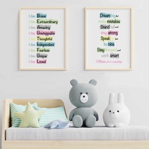 Motivational Kids Poster Classroom tägliche Affirmationen Bündel | Ich bin Affirmationen Wand Dekor Dream Big Print | Positivität Geschenke für Kinder