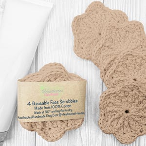 Set of 4 Neutral Reusable Face Scrubbies, Makeup Removal Face Wipes, Eco Friendly Alternatives