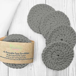 Set of 4 Neutral Reusable Face Scrubbies, Makeup Removal Face Wipes, Eco Friendly Alternatives