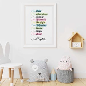 Stampa artistica da parete con affermazione positiva e apprendimento motivazionale / Decorazione personalizzata per bambini, esposizione in classe / Regalo di amor proprio per gli amici