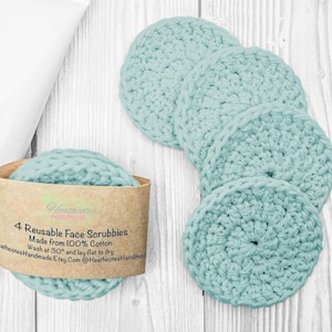 Set of 4 Pastel Reusable Face Scrubbies, Makeup Removal Face Wipes, Eco Friendly Alternatives