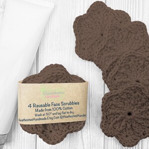 Set of 4 Neutral Reusable Face Scrubbies, Makeup Removal Face Wipes, Eco Friendly Alternatives