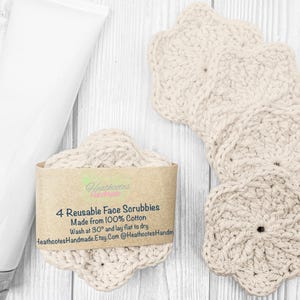 Set of 4 Neutral Reusable Face Scrubbies, Makeup Removal Face Wipes, Eco Friendly Alternatives