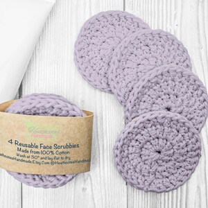 Set of 4 Pastel Reusable Face Scrubbies, Makeup Removal Face Wipes, Eco Friendly Alternatives