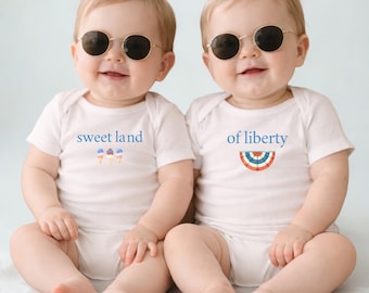 Baby Matching Twin Onesies | Sweet Land of Liberty |  4th of July