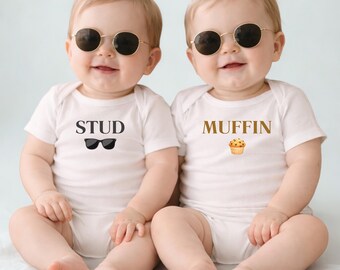 Baby Matching Twin Onesies | Stud Muffin | Funny Shirts