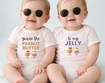 PB&J Matching Twin Onesies | Peanut Butter Jelly | Funny Shirts
