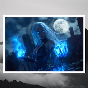 Sorceress Magic Fantasy Art | Digital Download | Blue Magic Art | Fantasy Poster | Mystical Sorceress | Magic Energy | Download