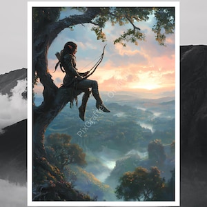 Elf Archer Fantasy Art | Digital Download | Mystical Wall Art | Fantasy Warrior | Elven Art | Instant Download