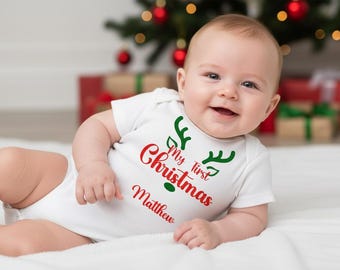 My First Christmas Baby Bodysuit, 100% Cotton