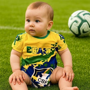 Brasil Yellow Custom Baby Outfit.