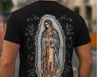Our Lady of Guadalupe T-Shirt: Glitter Virgin Mary Design.