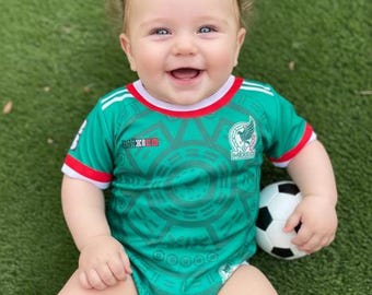 Mexico Soccer Baby Bodysuit - Fútbol Jersey, Custom Name