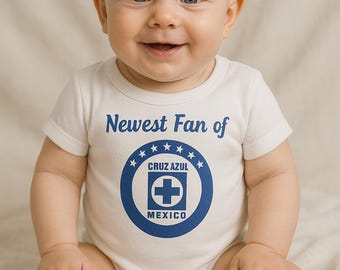 Cruz Azul Baby Bodysuit, Custom Name, Soccer Fan Gift