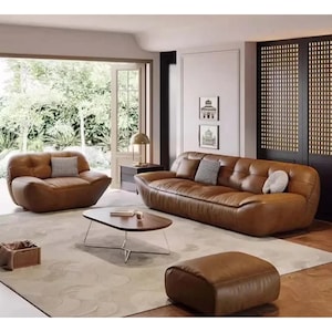 Modern European Leather Sectional Sofa for Living Room - Elegant Sala De Estar Design & Room Décor