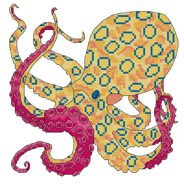 Blue-Ringed Octopus Cross Stitch Pattern