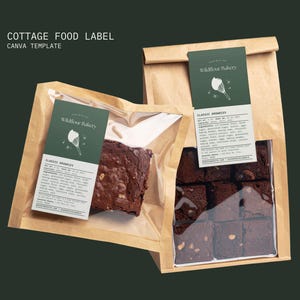 Cottage Food Label Template - Printable Editable Home Bakery Ingredient Label - Cookie Cake Sourdough - Packaging Sticker - Canva [WIL CL-R]