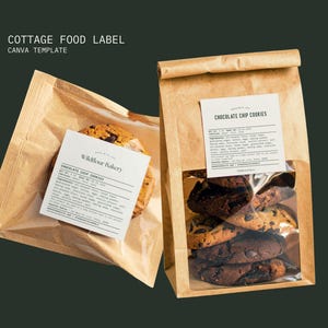 Cottage Food Label Template - Printable Editable Home Bakery Ingredient Label - Cookie Cake Sourdough - Packaging Sticker - Canva [WIL CL-U]