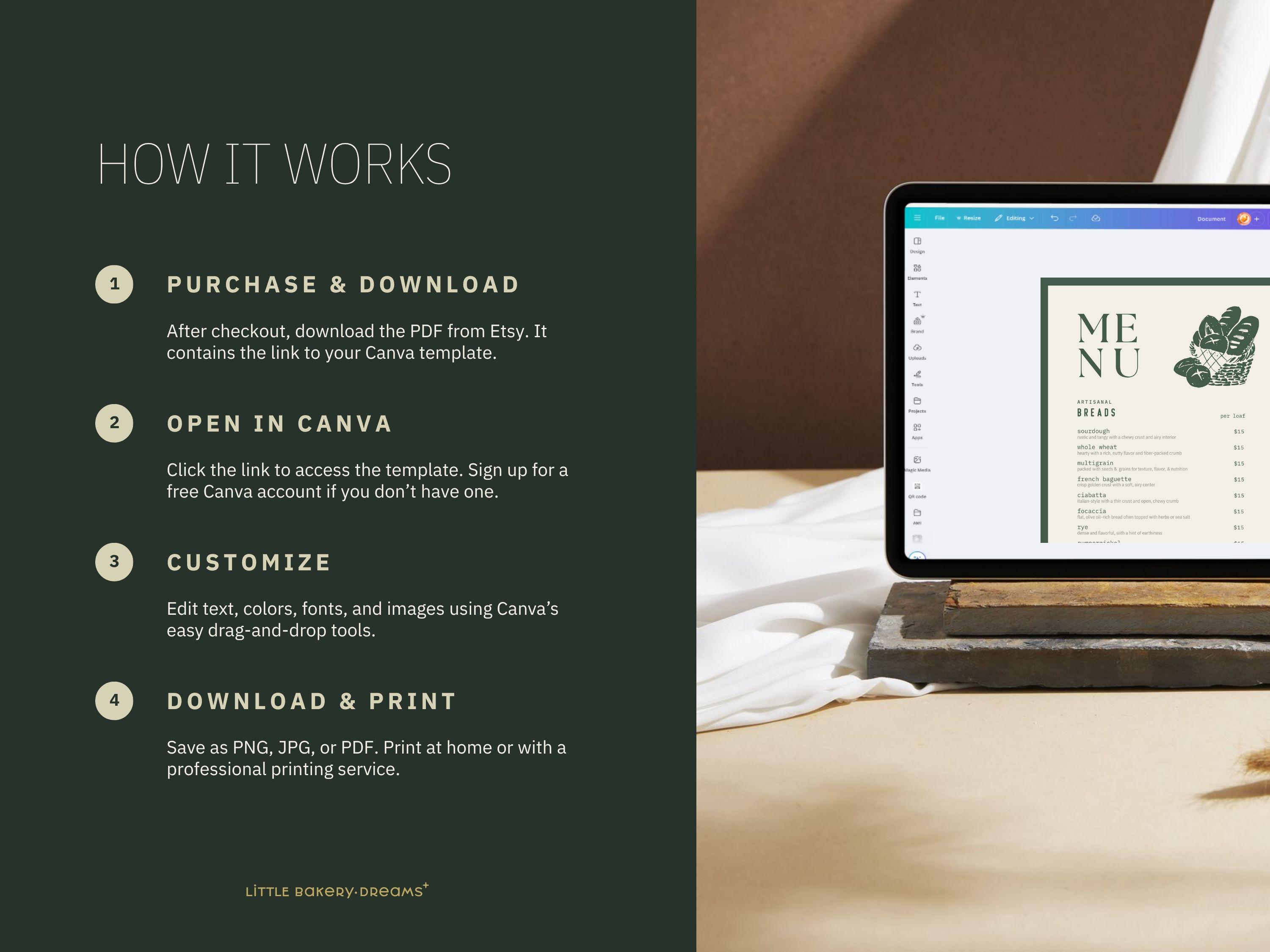 Bakery Price List Template: Modern Menu Design (editable in Canva) [WIL ...