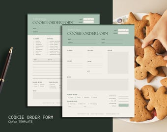 Cookie Order Form Template: Printable Modern Bakery Business Form (Canva Editable) [WIL OF-B]