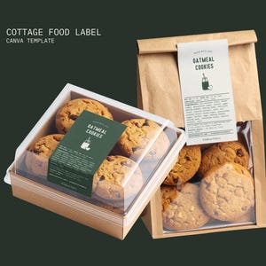 Cottage Food Label Template - Printable Editable Home Bakery Ingredient Label - Cookie Cake Sourdough - Packaging Sticker - Canva [WIL CL-A]