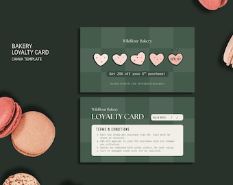 Modern Loyalty Card Template: Bakery Customer Rewards, Stamp Card (Canva Editable) [WIL LC-A]
