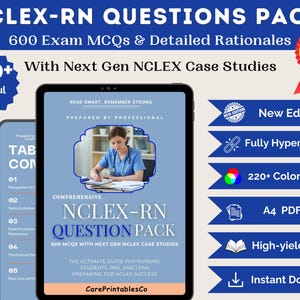 Preguntas de práctica del NCLEX RN (PDF): 600 preguntas del examen de enfermería con fundamentos y casos de juicio clínico de NGN / Guía de estudio del NCLEX RN 2025