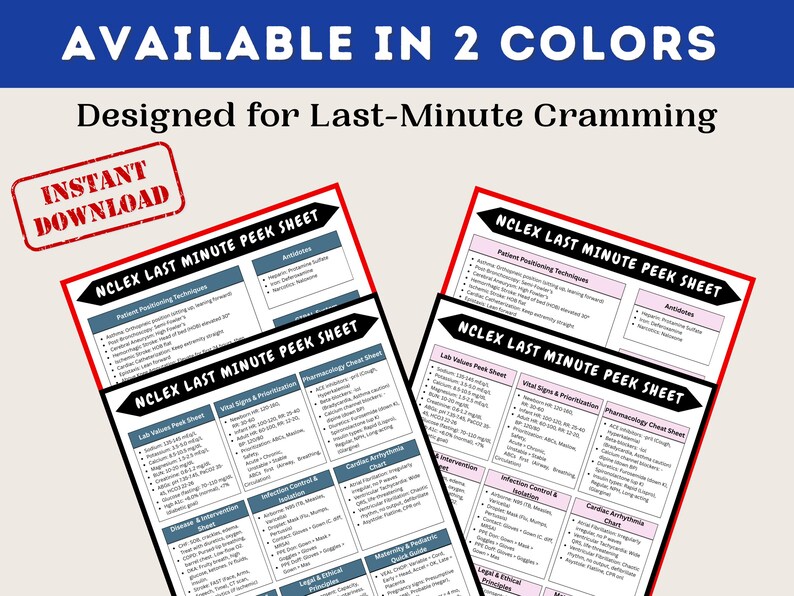 Cramming Guide NCLEX Last Minute Peek Sheets | Quick Review Cram Notes Pdf for RN ...