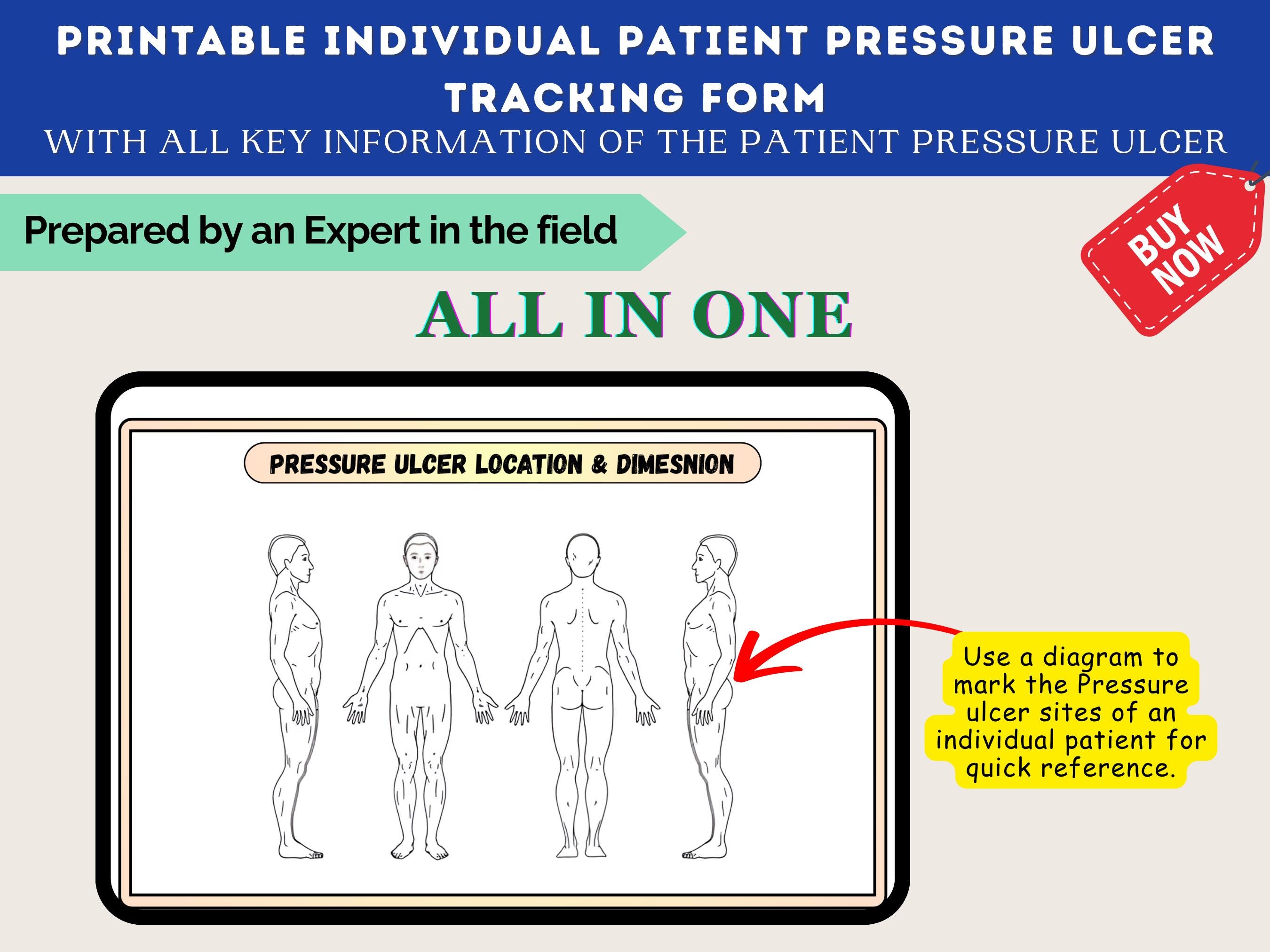 Design R Tool Pressure Ulcer Assessment Chart | Wound Care Documentation Form With ...