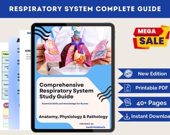 Guía de estudio de enfermería del sistema respiratorio (PDF) / Apuntes de anatomía, fisiología y trastornos pulmonares para NCLEX, Med-Surg y RN / Descarga instantánea