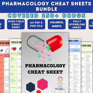看護薬理学チートシート集 | 250種類以上の薬剤を網羅したNCLEX対策ガイド | ATI、HESI、TEAS対策PDF | 即時デジタルダウンロード