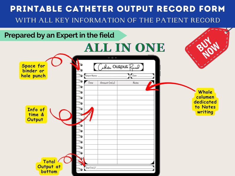 Foley Catheter Urine Output Log | Catheter Output Monitoring Sheet ...