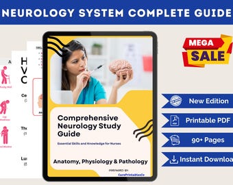 Neurology Nursing Study Guide pdf | Nervous System Anatomy, Physiology & Disorders Notes for NCLEX, Med-Surg, RN and PN | Instant Download