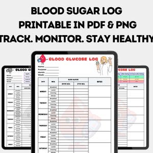 Druckbares Blutzucker-Tagebuch | Täglicher Blutzucker Tracker | Journal Journal | Digitaler Gesundheitsplaner PDF | Diabetes Tracker | Sofort Download