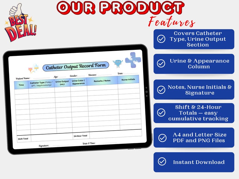 Catheter Output Record Form | Foley Urine Tracking Sheet | Nursing ...