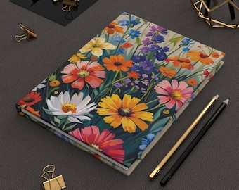 Wildflower Bouquet Hardcover Journal | Floral Notebook, Illustrated Meadow Cover